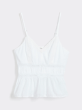 V-Neck Peplum Cami for Women – Cotton Lace Trim Sleeveless Top | Premier Leather