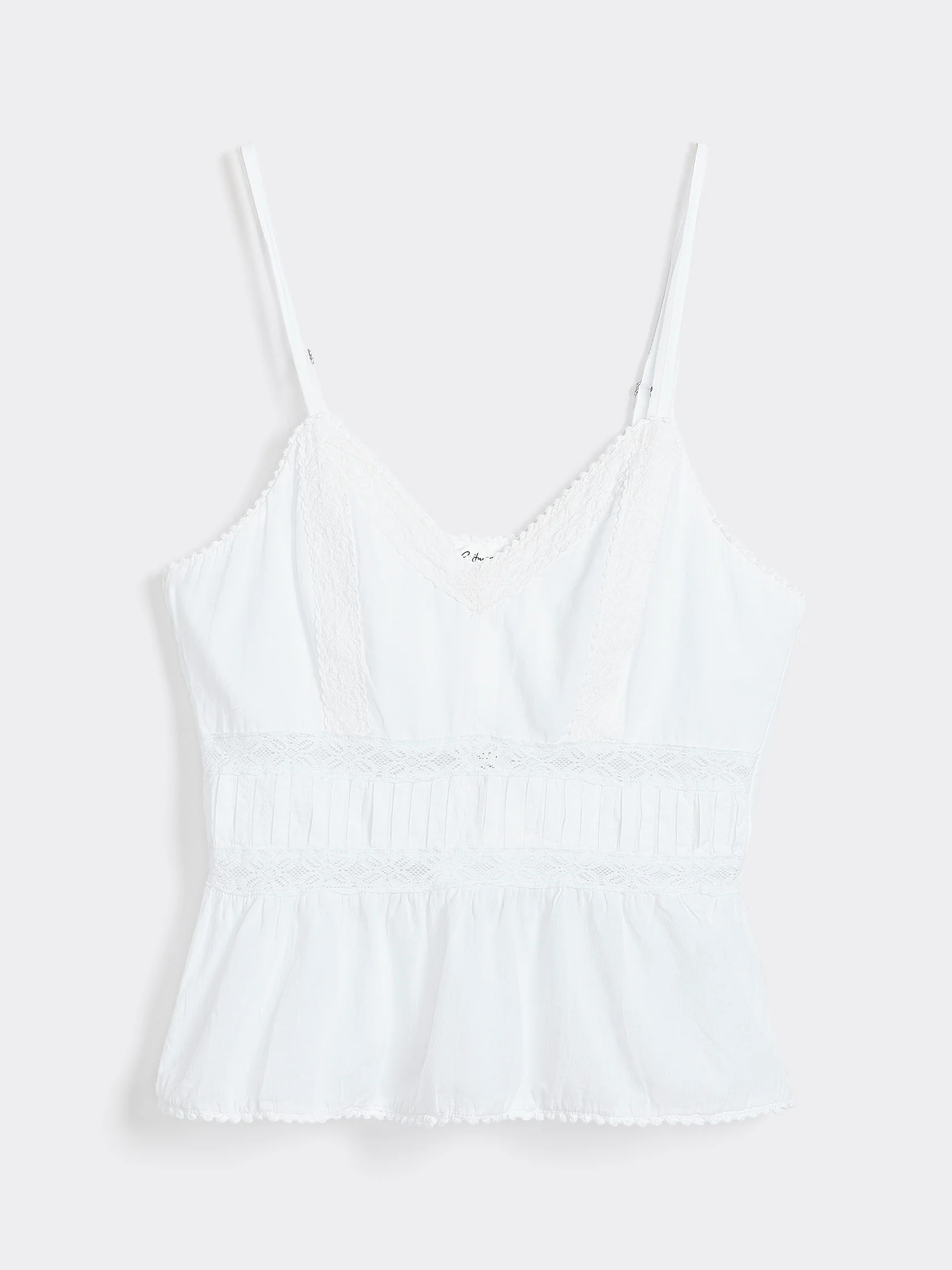 V-Neck Peplum Cami for Women – Cotton Lace Trim Sleeveless Top | Premier Leather