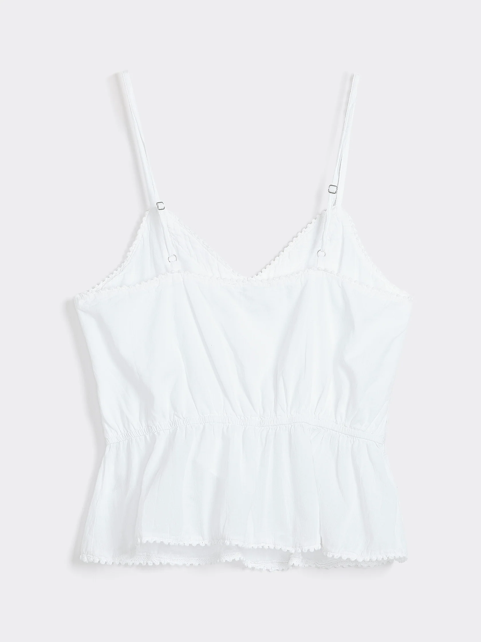 V-Neck Peplum Cami for Women – Cotton Lace Trim Sleeveless Top | Premier Leather