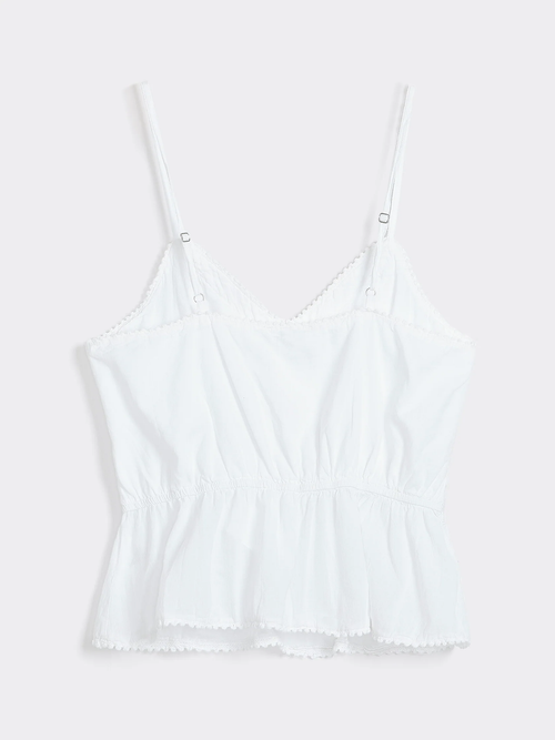 V-Neck Peplum Cami for Women – Cotton Lace Trim Sleeveless Top | Premier Leather